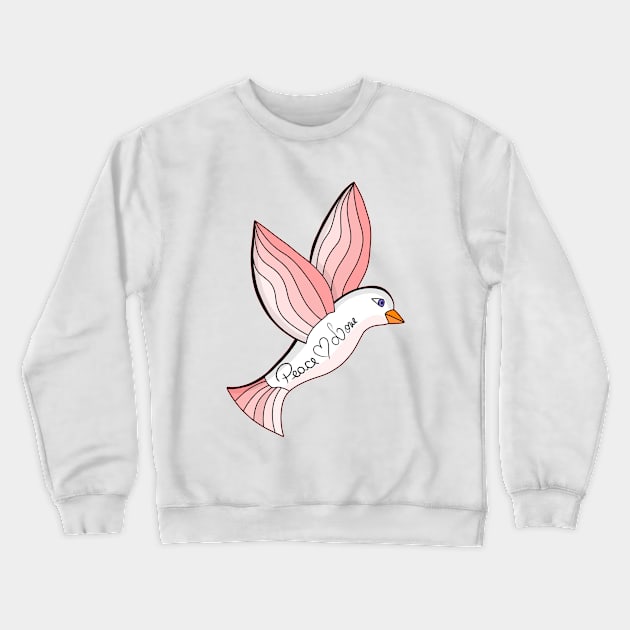 Marvelous Peace and Love Dove Crewneck Sweatshirt by DiegoCarvalho